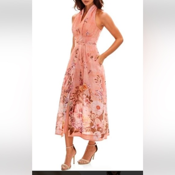 Socialite Dresses & Skirts - Socialite Midi Halter Dress in Peach/Yellow